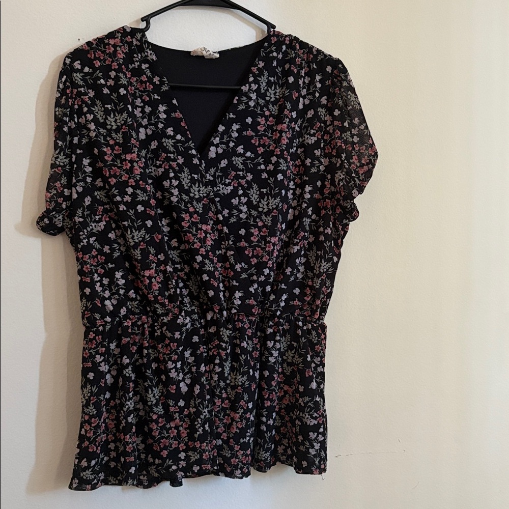 Floral Black Blouse—never worn